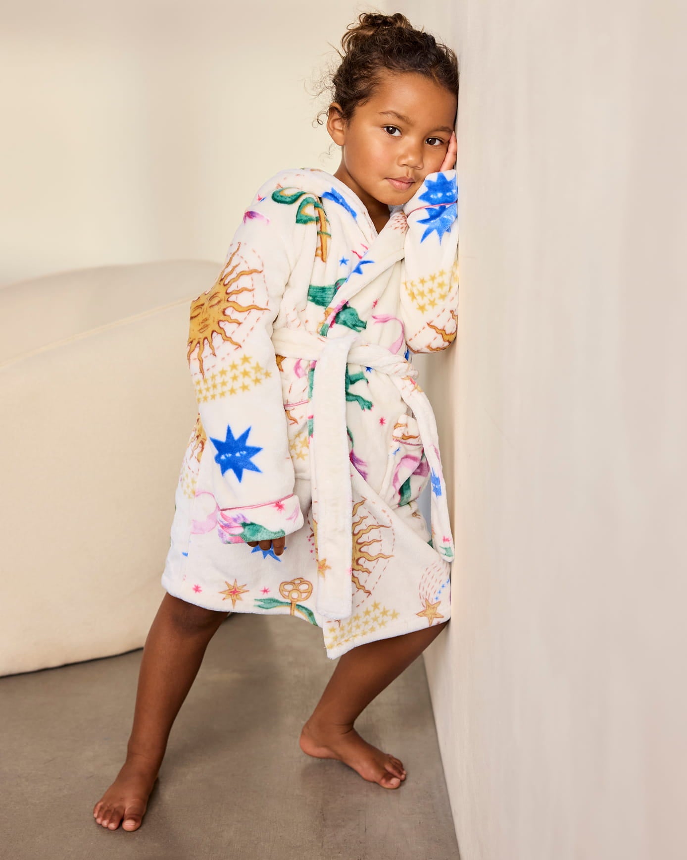 Kids Fleece Mythical Dragon Print Hooded Dressing Gown