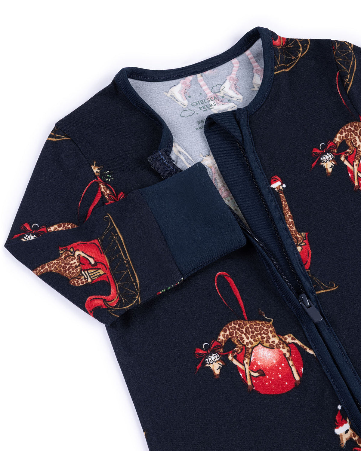 Baby Christmas Giraffe Print Sleepsuit