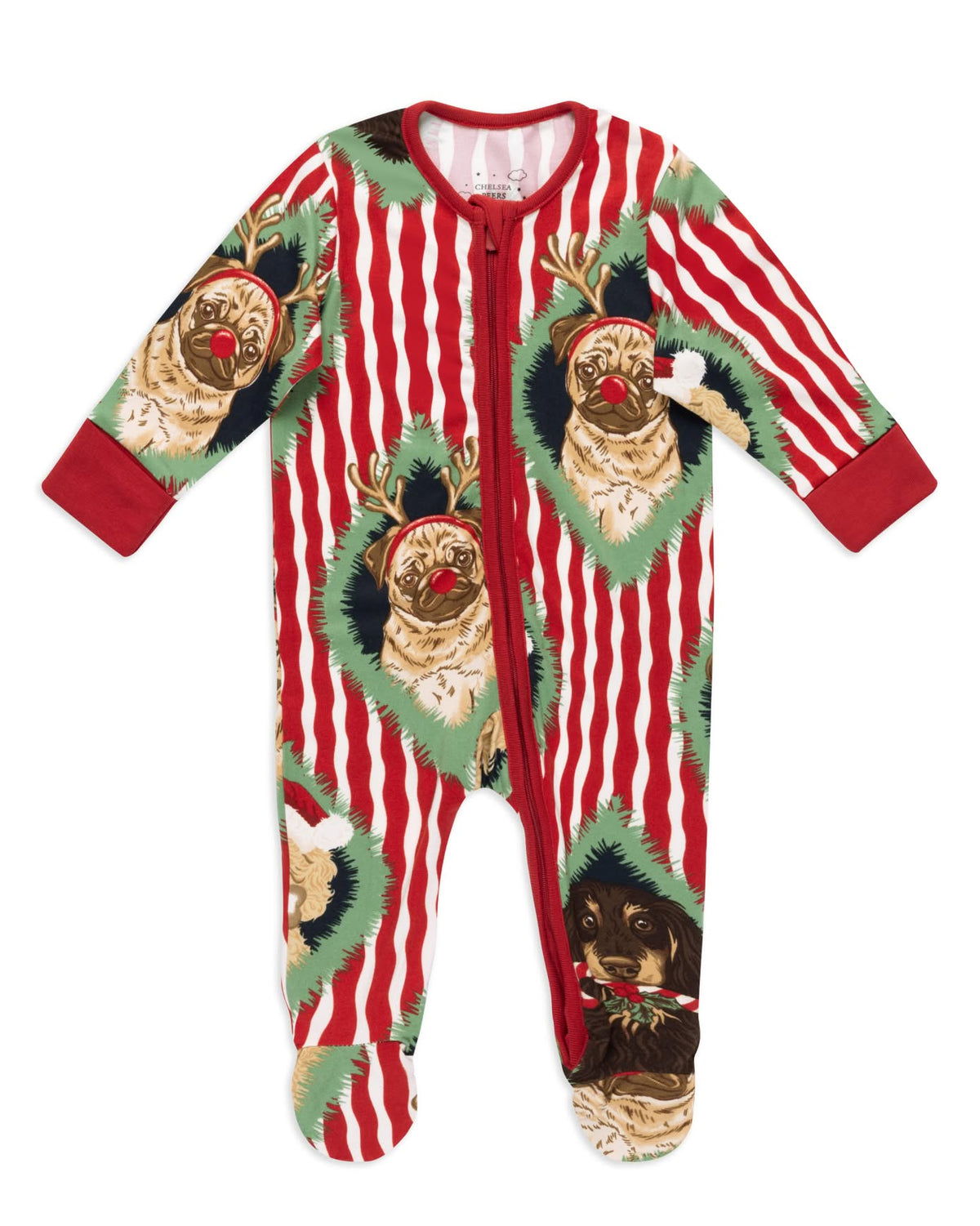Baby Christmas Chip & Friends Stripe Print Sleepsuit