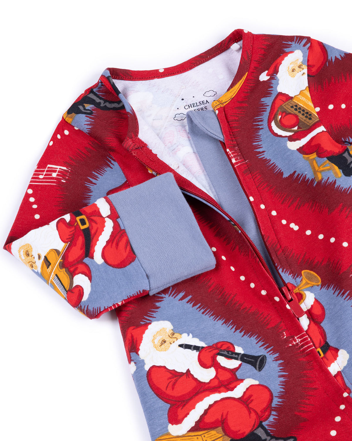 Baby Organic Cotton Christmas Santa Songbook Print Sleepsuit