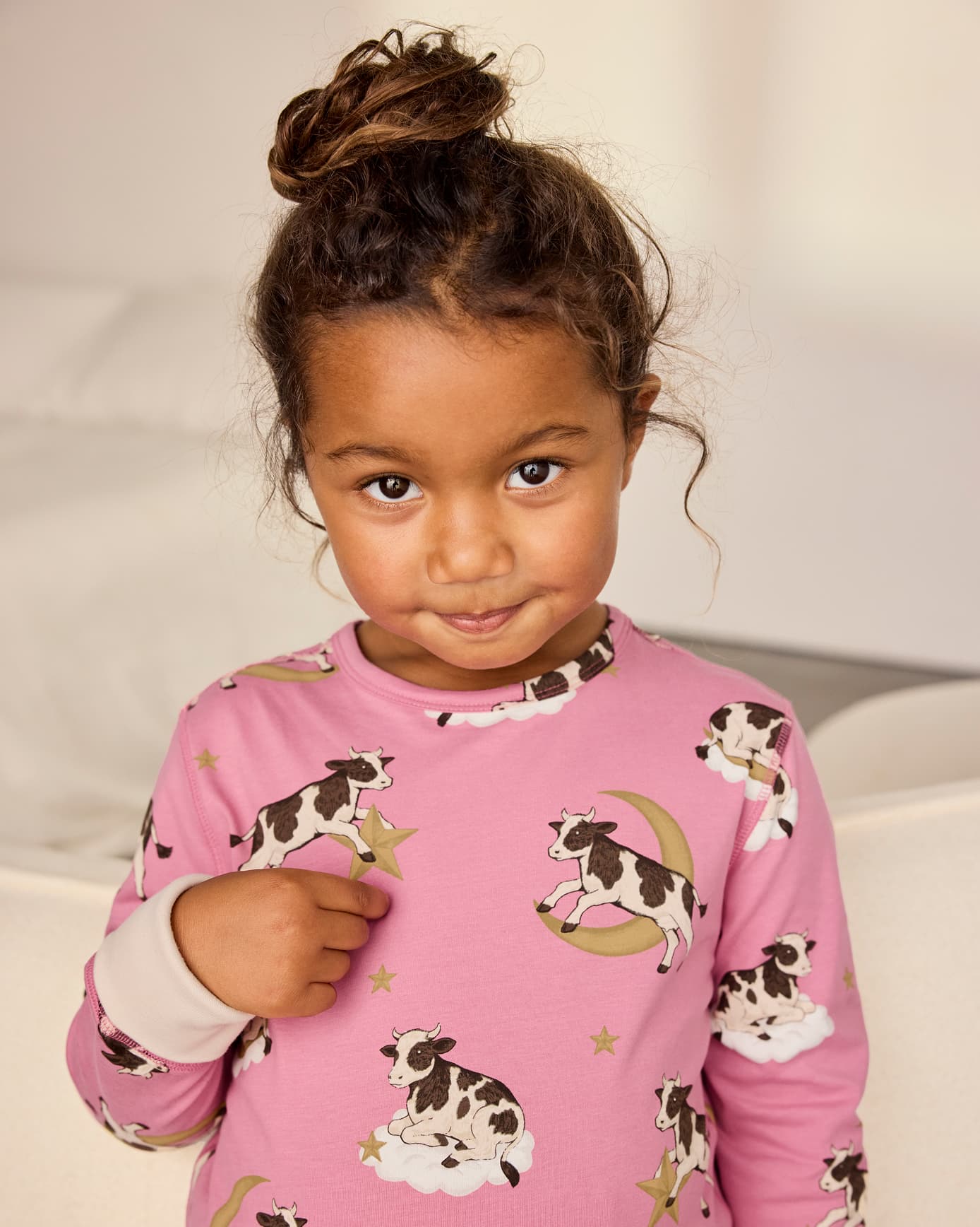 Kids Two Pack Organic Cotton Cosmic Cow / Zebra Print Long Pyjama Set - Taupe