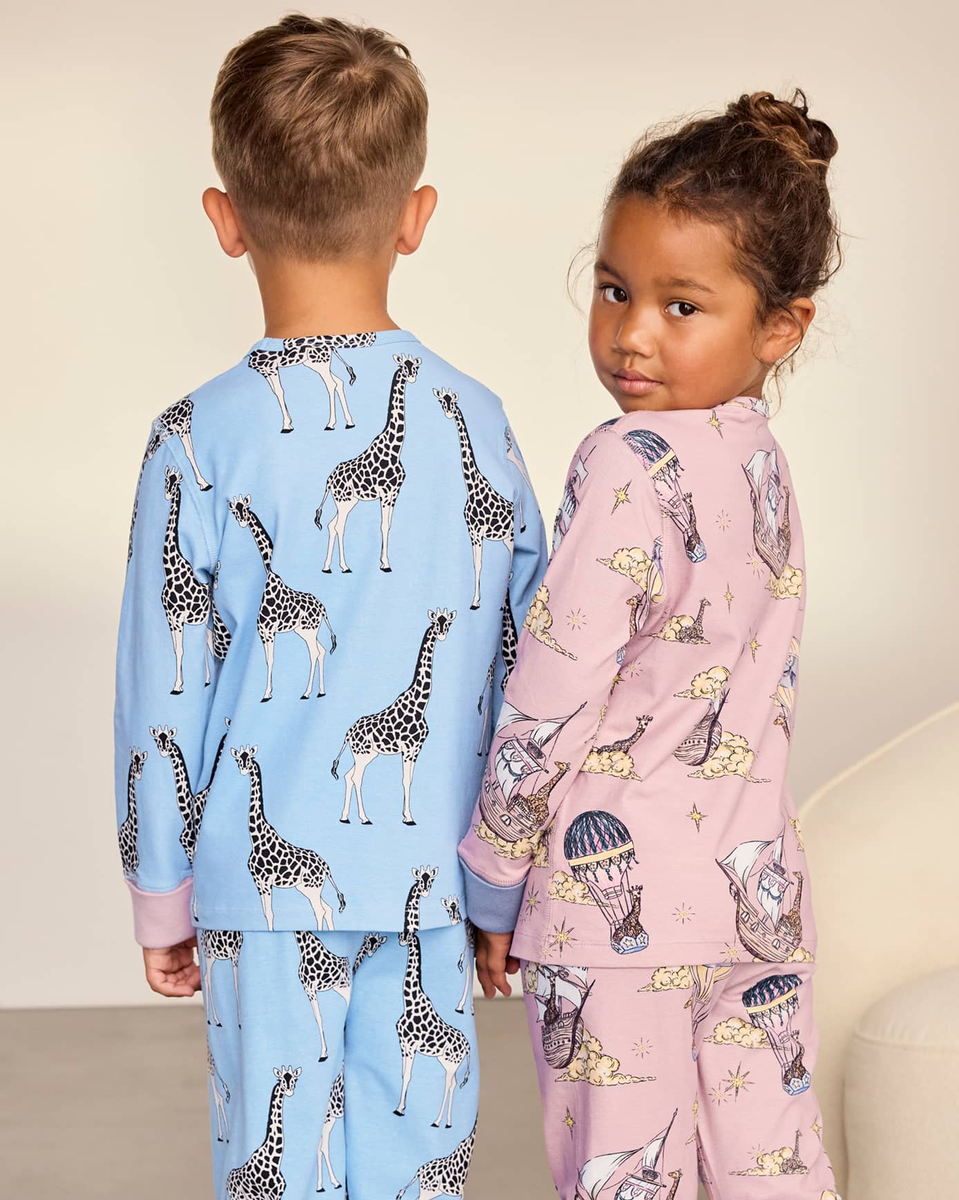 Kids Two Pack Organic Cotton Giraffe Cloudhopper / Giraffe Print Long Pyjama Set