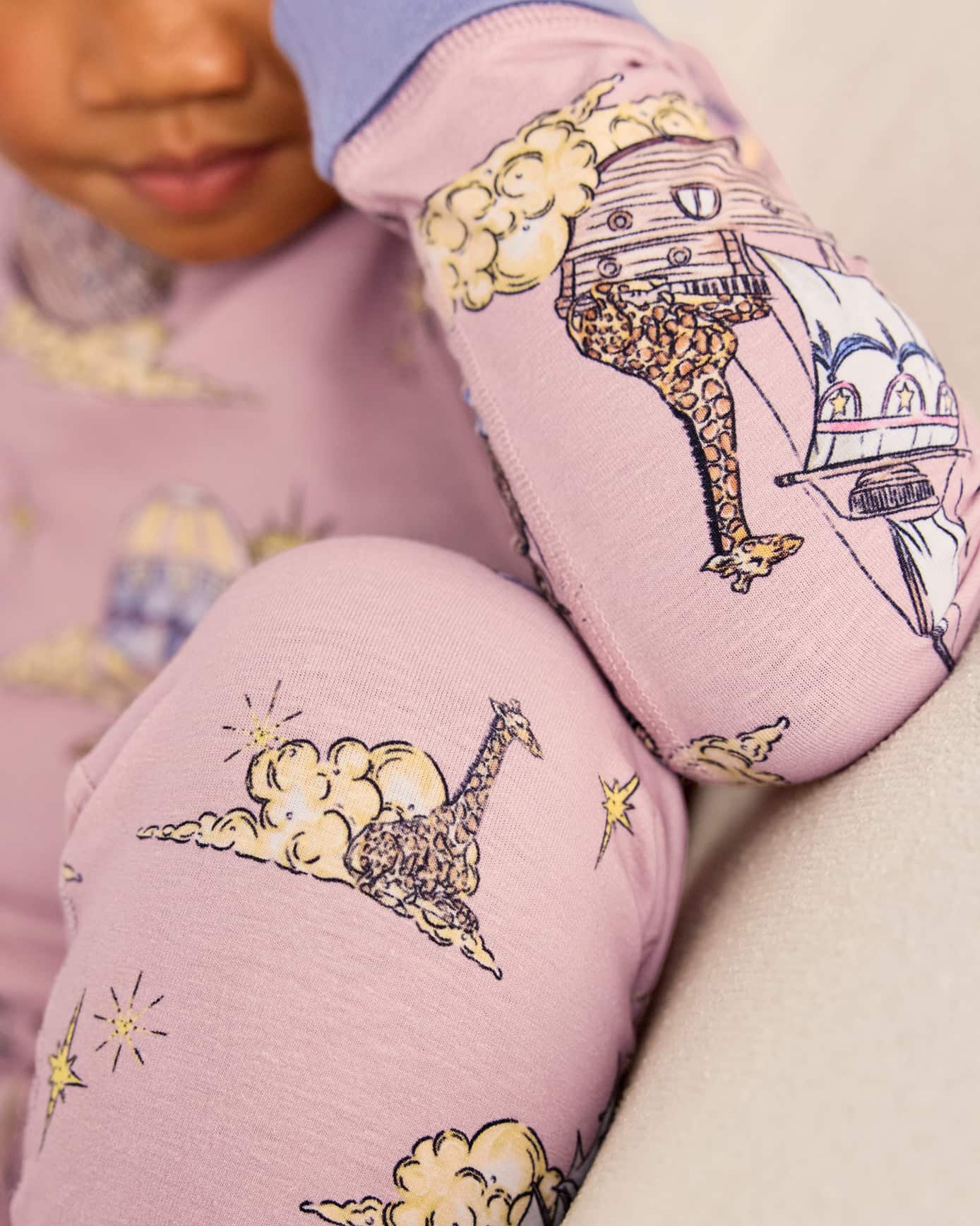 Kids Two Pack Organic Cotton Giraffe Cloudhopper / Giraffe Print Long Pyjama Set