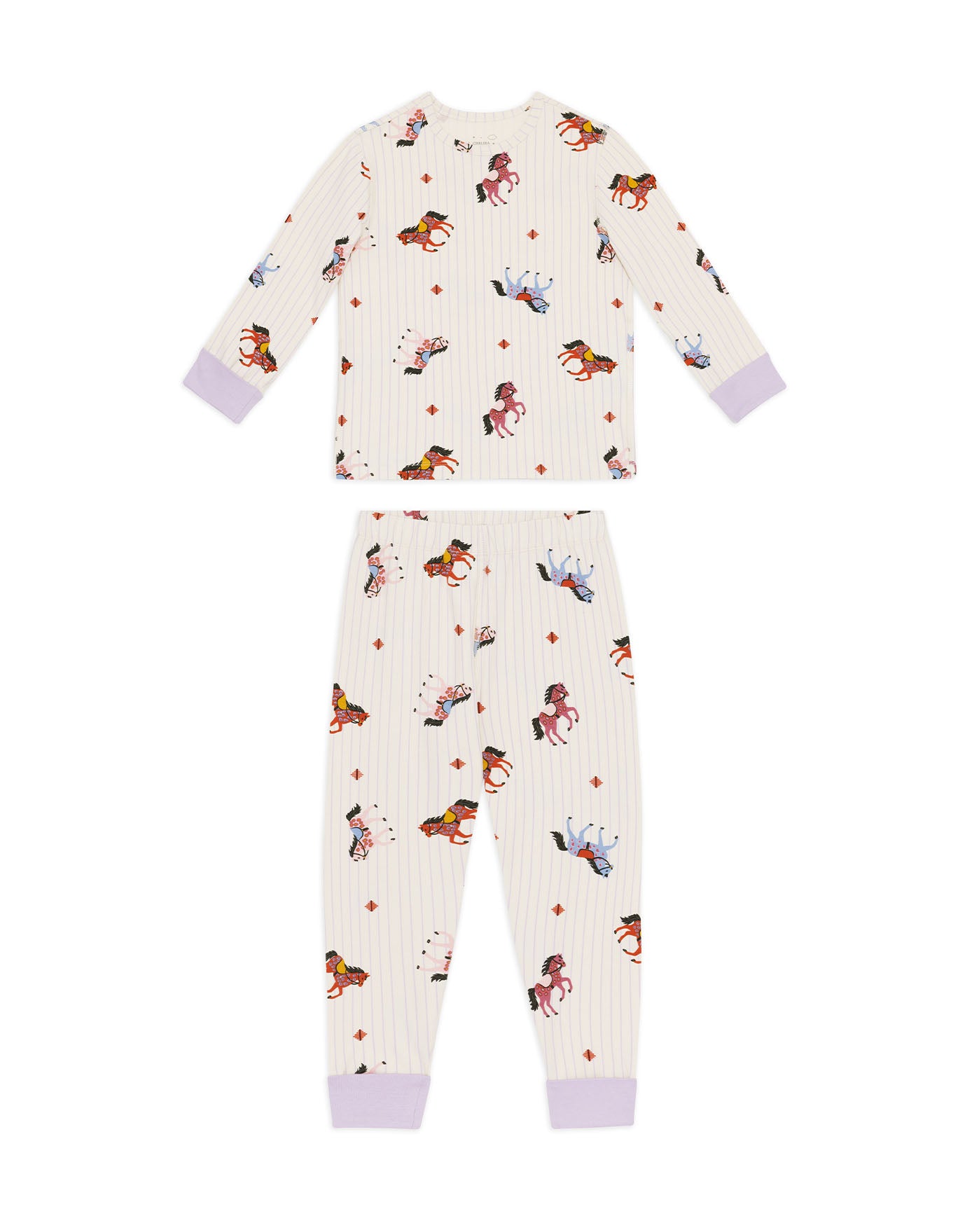 Kids Two Pack Organic Cotton Horse Stripe / Carousel Horse Print Long Pyjama Set