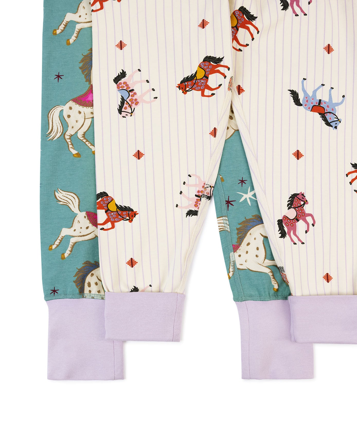 Kids Two Pack Organic Cotton Horse Stripe / Carousel Horse Print Long Pyjama Set