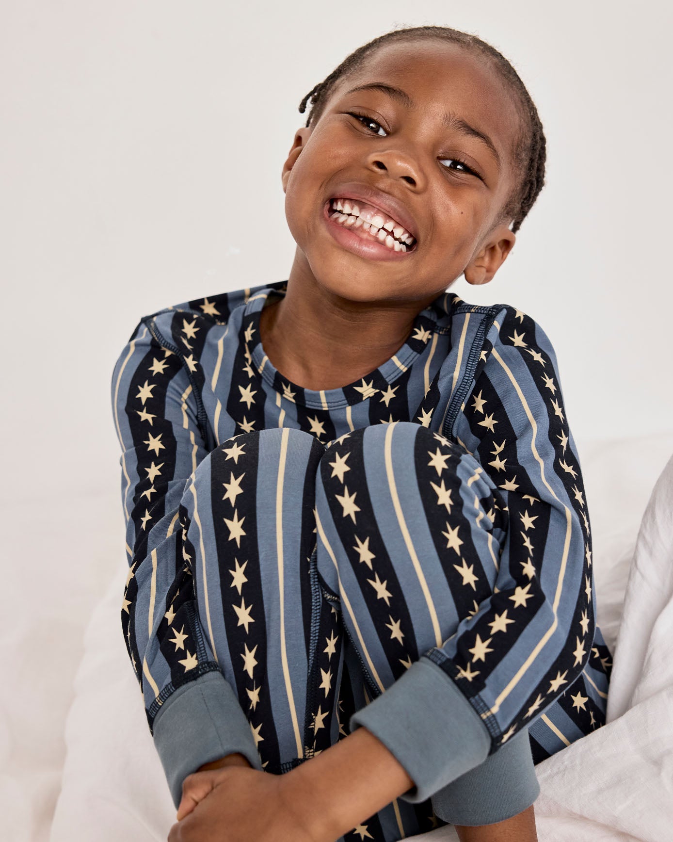 Kids Two Pack Organic Cotton Star Stripe / Lino Cut Leopard Print - Khaki Long Pyjama Set