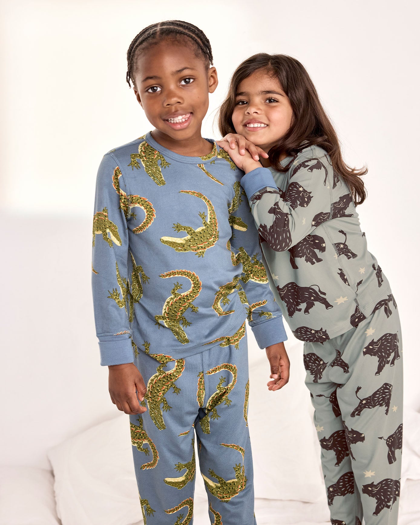 Kids Two Pack Crocodile Lagoon / Star Light Bison Print Long Pyjama Set