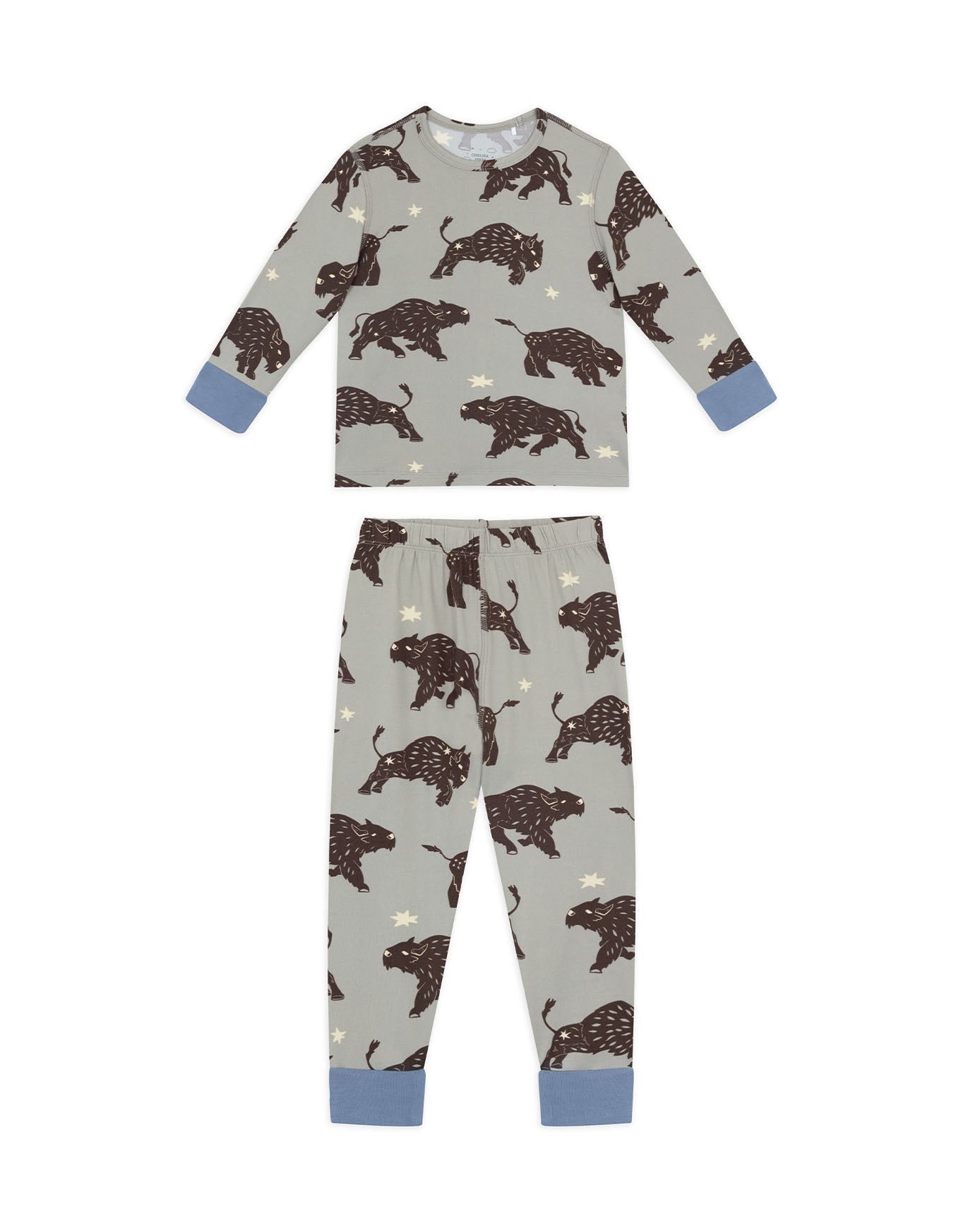 Kids Two Pack Crocodile Lagoon / Star Light Bison Print Long Pyjama Set