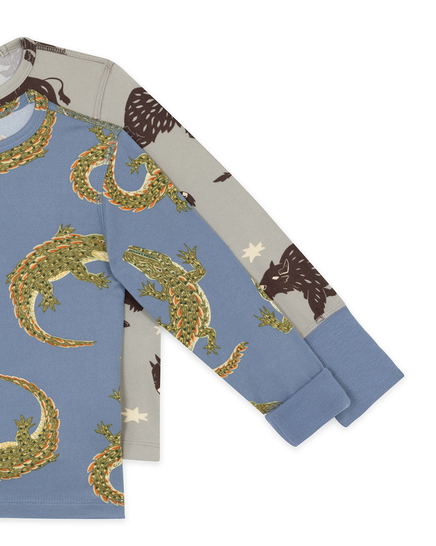 Kids Two Pack Crocodile Lagoon / Star Light Bison Print Long Pyjama Set