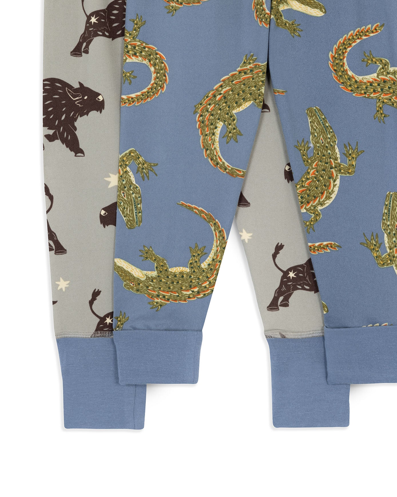 Kids Two Pack Crocodile Lagoon / Star Light Bison Print Long Pyjama Set