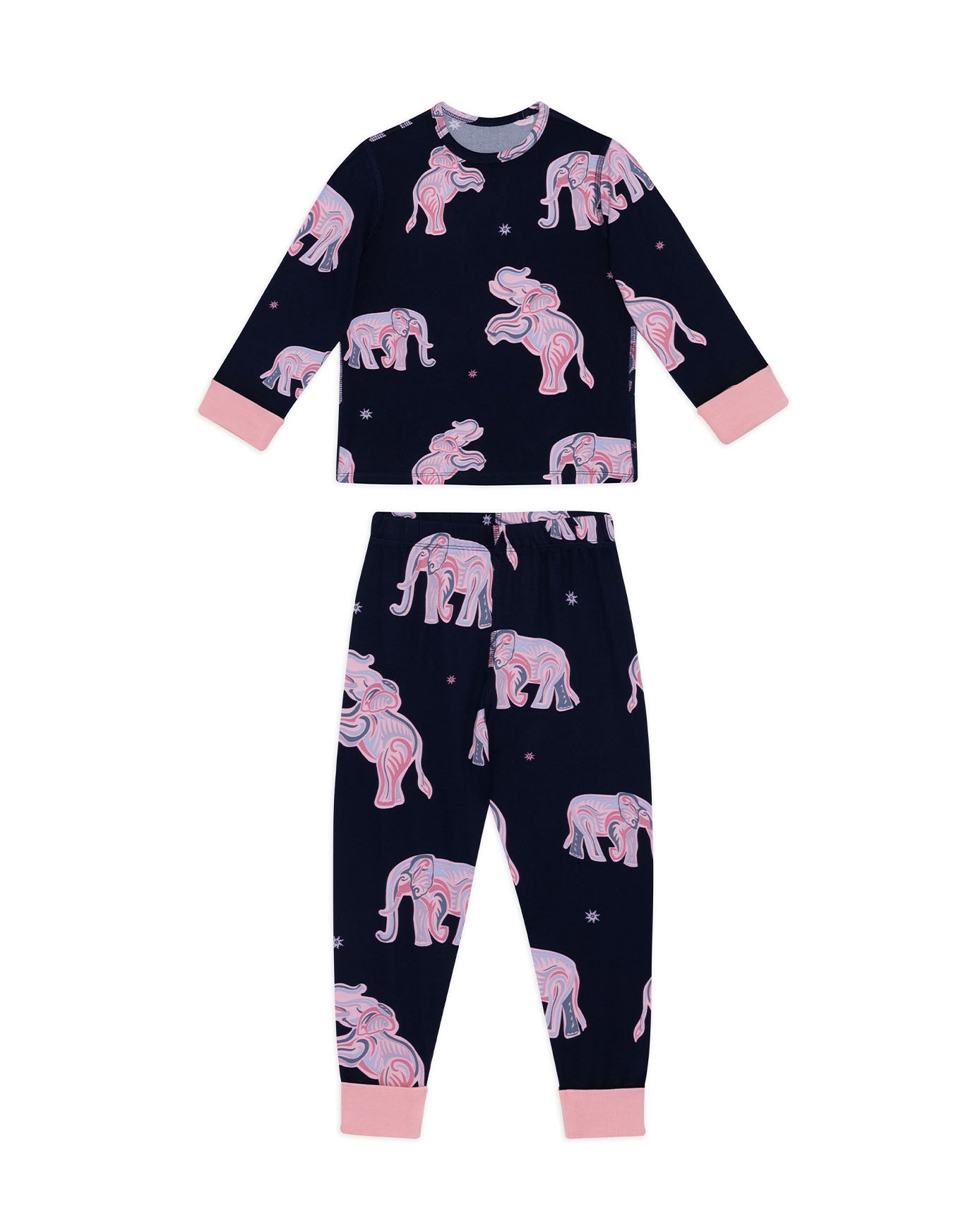 Kids Two Pack Elephant Dreamscape / Celestial Bear Print Long Pyjama Set