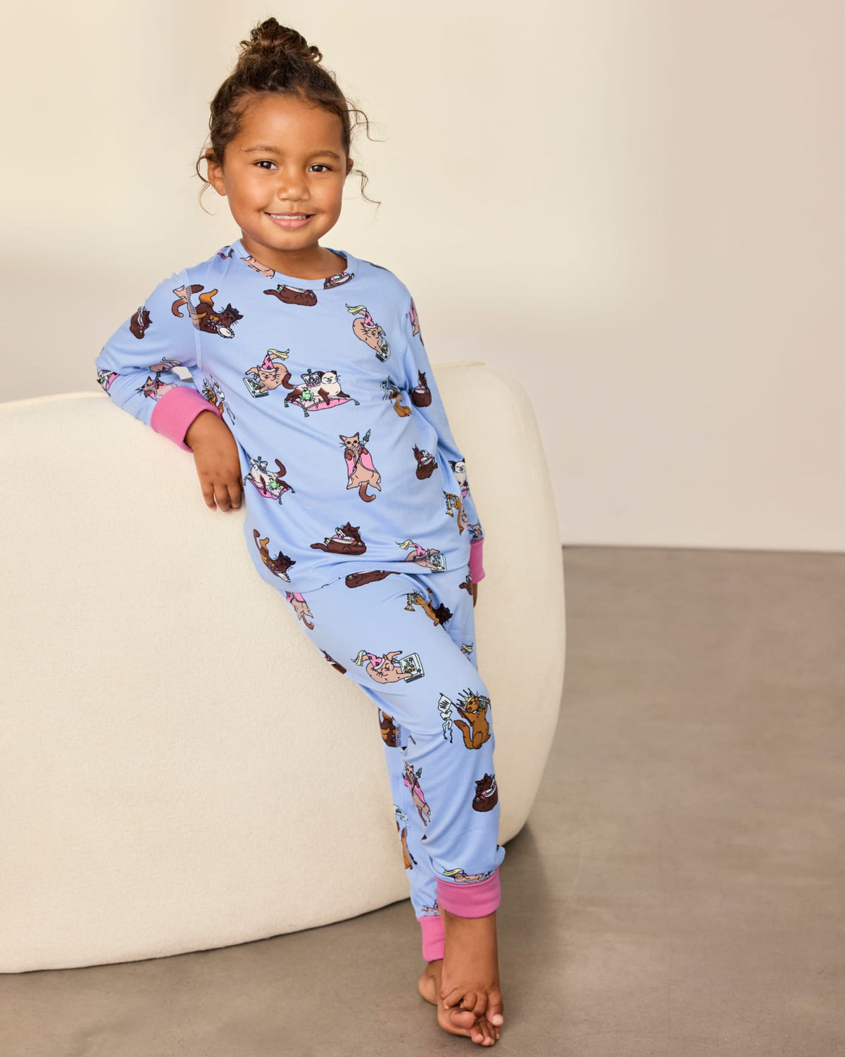 Kids Two Pack Fairytale Dogs & Princess Cats Print Long Pyjama Set