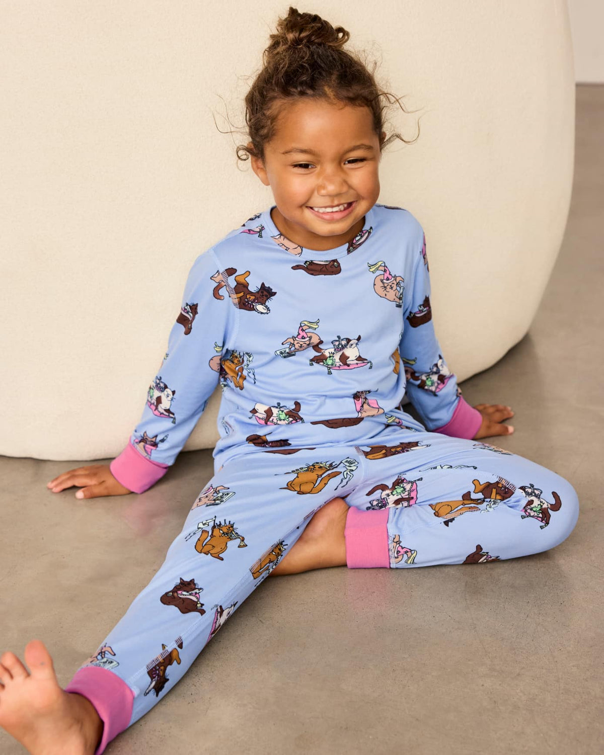 Kids Two Pack Fairytale Dogs & Princess Cats Print Long Pyjama Set