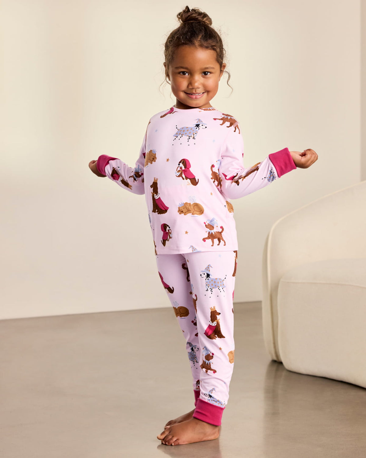 Kids Two Pack Fairytale Dogs & Princess Cats Print Long Pyjama Set