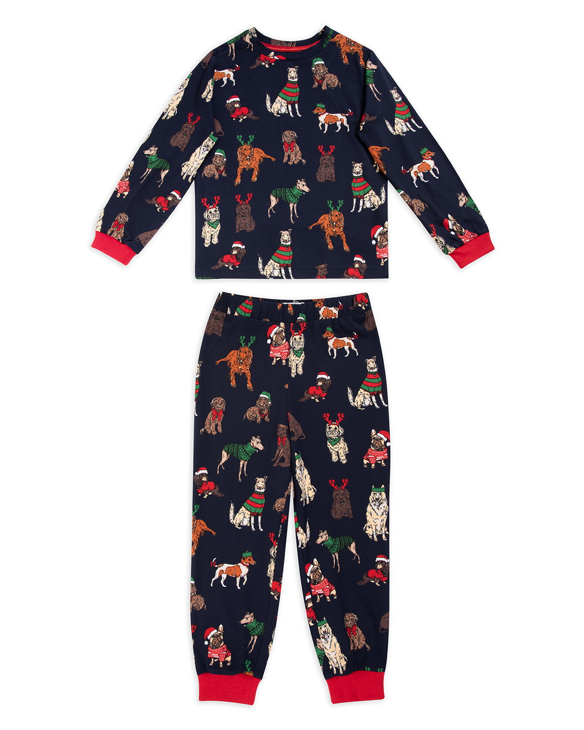 Kids 12 Dogs of Christmas Print Long Pyjama Set