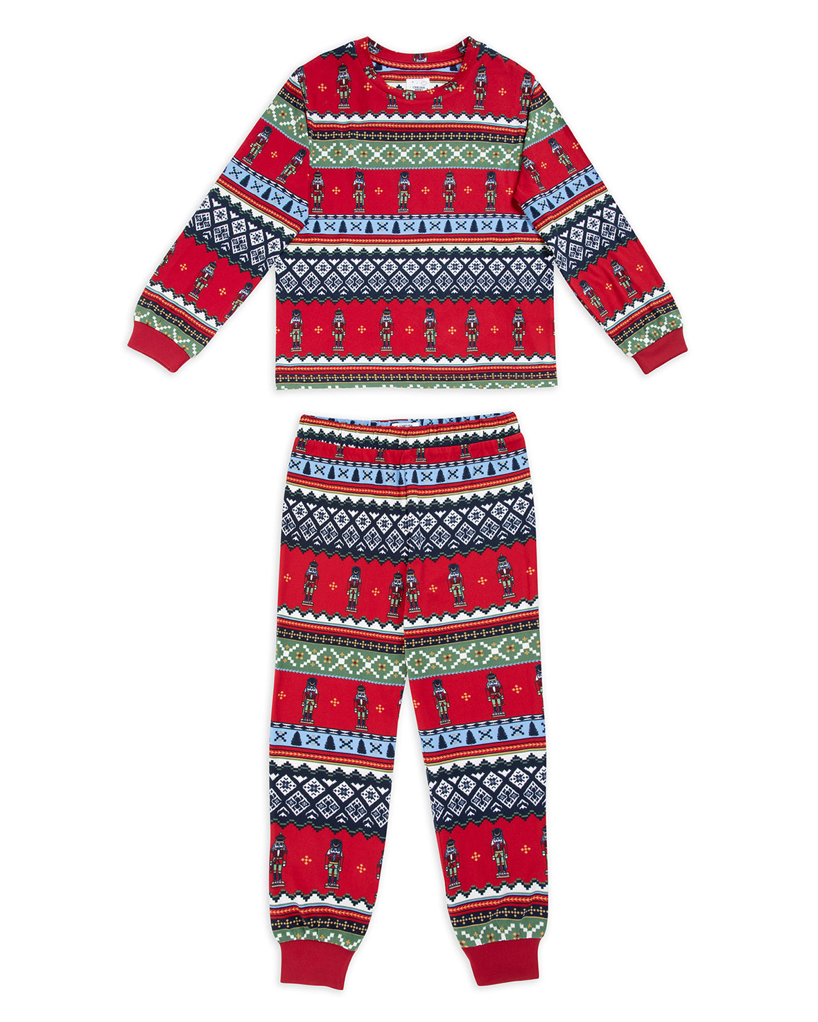 Kids Christmas Nutcracker Fair Isle Print Long Pyjama Set