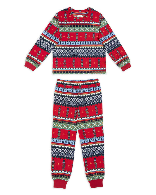 Kids Christmas Nutcracker Fair Isle Print Long Pyjama Set