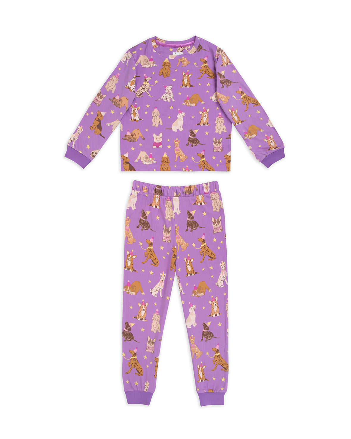 Kids Party Dogs Print Long Pyjama Set