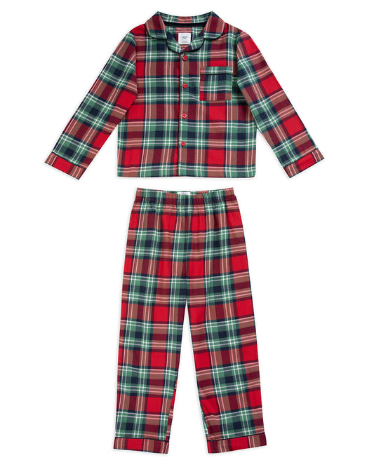 Kids Organic Cotton Brushed Check Long Pyjama Set