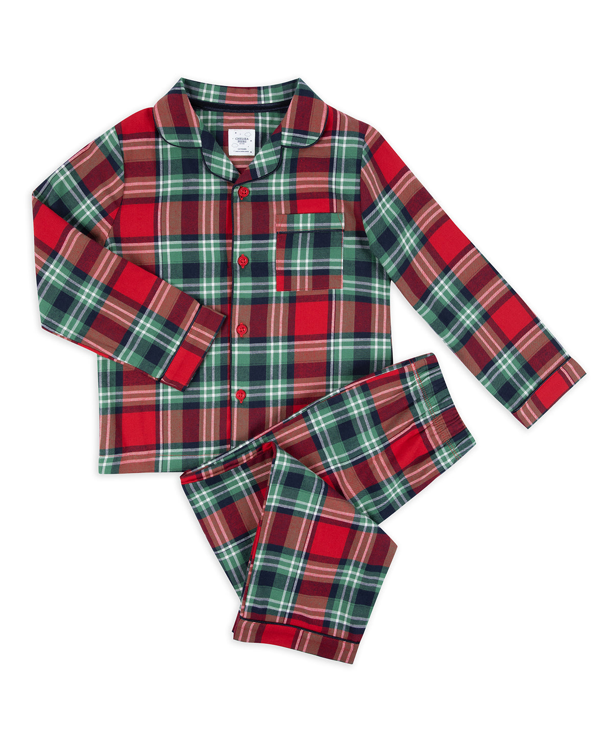 Kids Organic Cotton Brushed Check Long Pyjama Set