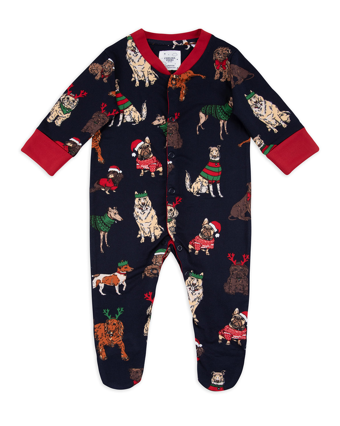 Baby 12 Dogs of Christmas Print Sleepsuit