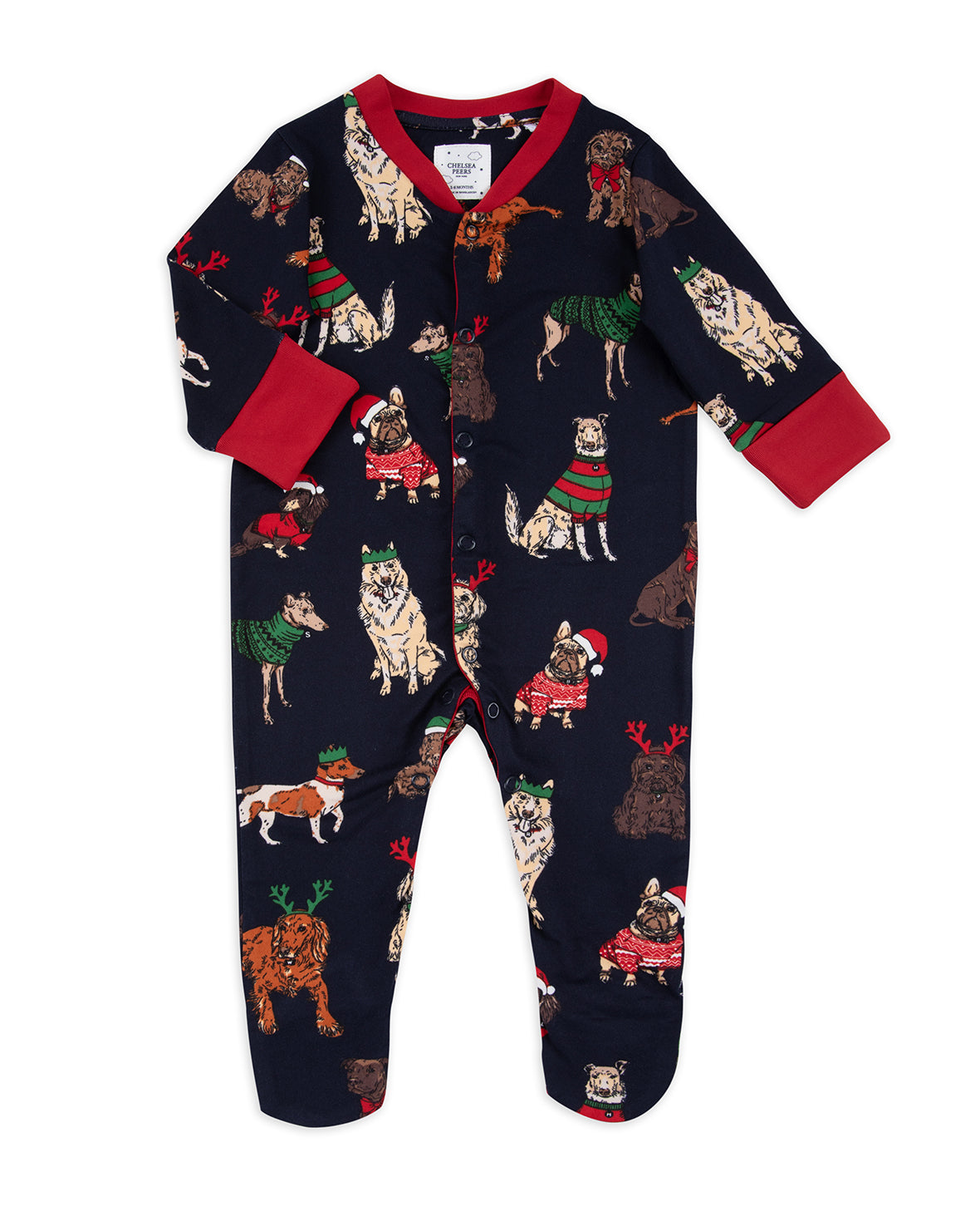 Baby 12 Dogs of Christmas Print Sleepsuit