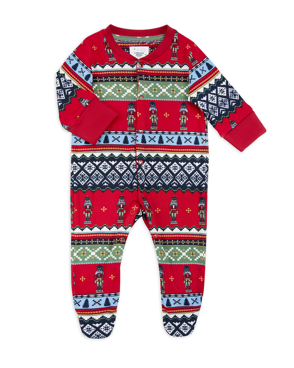 Baby Christmas Nutcracker Fair Isle Print Print Sleepsuit