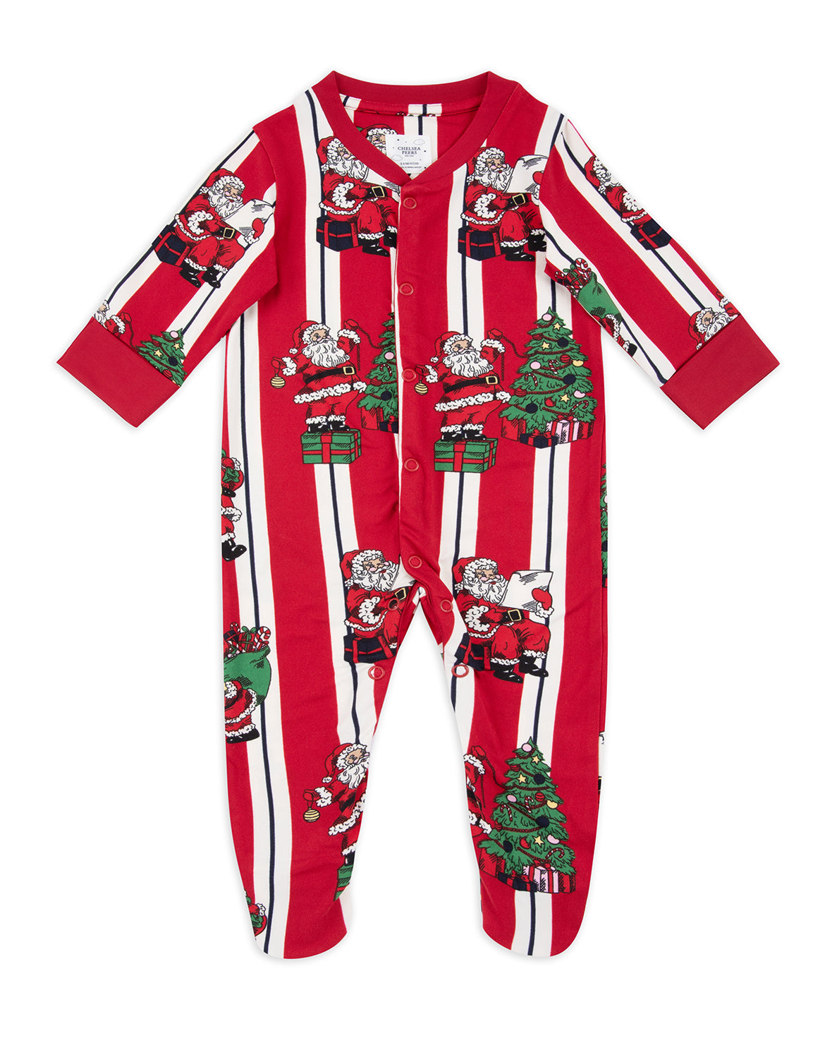 Baby Christmas Santa Stripe Print Sleepsuit