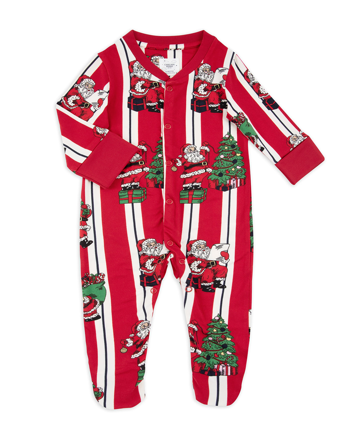 Baby Christmas Santa Stripe Print Sleepsuit