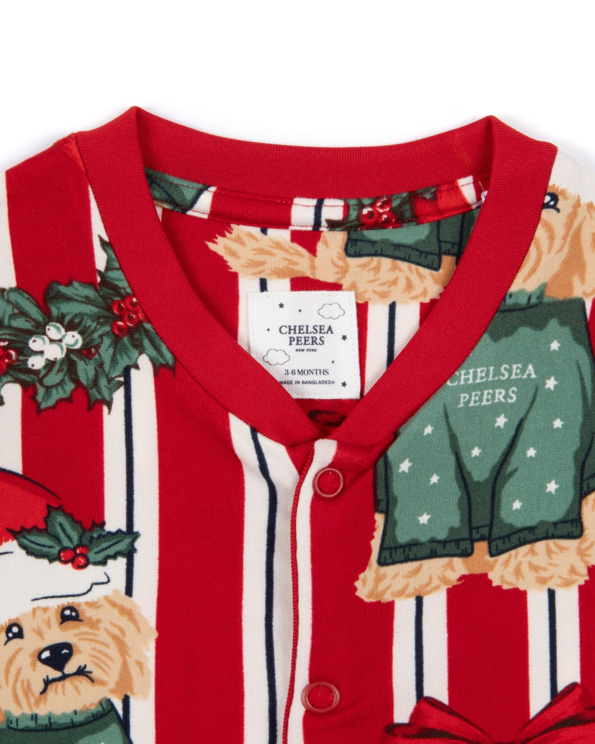 Baby Christmas Dog & Wreath Print Sleepsuit