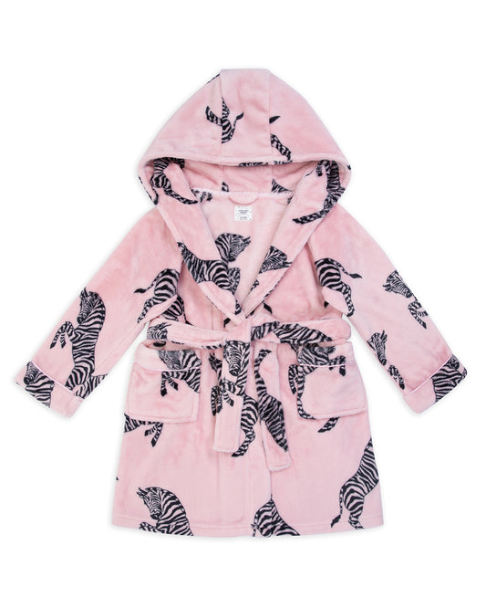 Fleece Jumping Zebra Print Dressing Gown