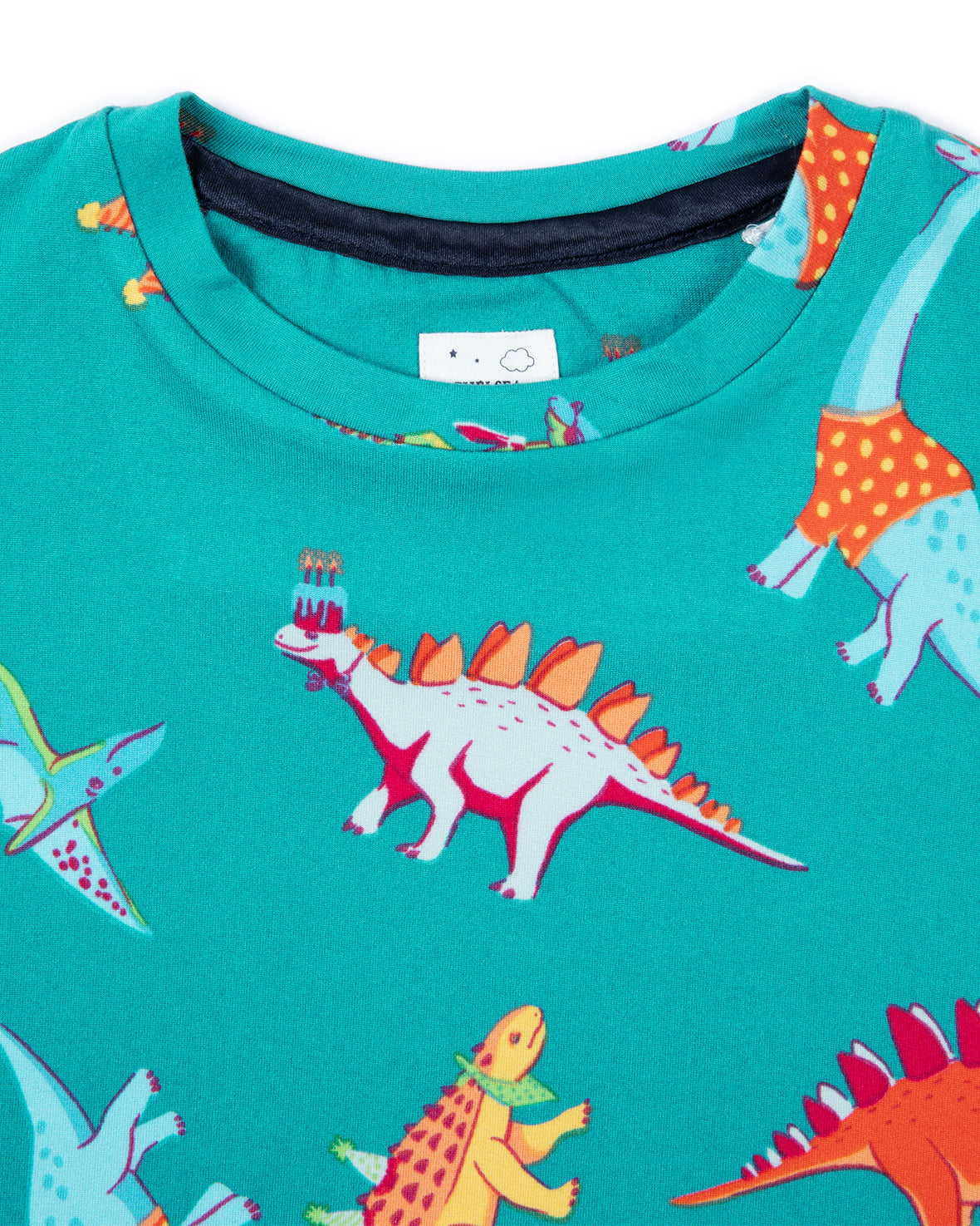 Kids Dinosaur Print Long Pyjama Set - Teal