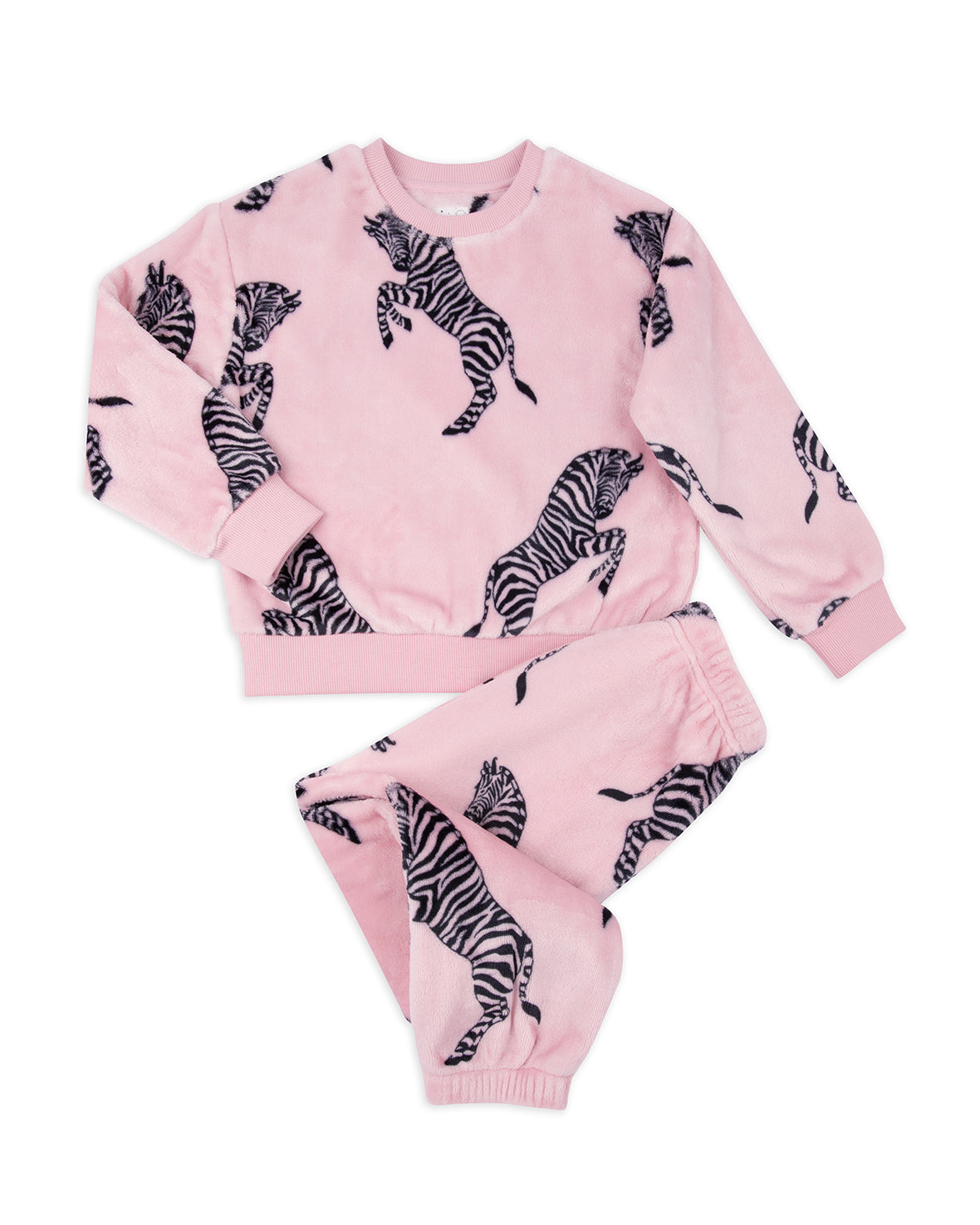 Fleece Jumping Zebra Print Sweatshirt & Joggers Co-ord