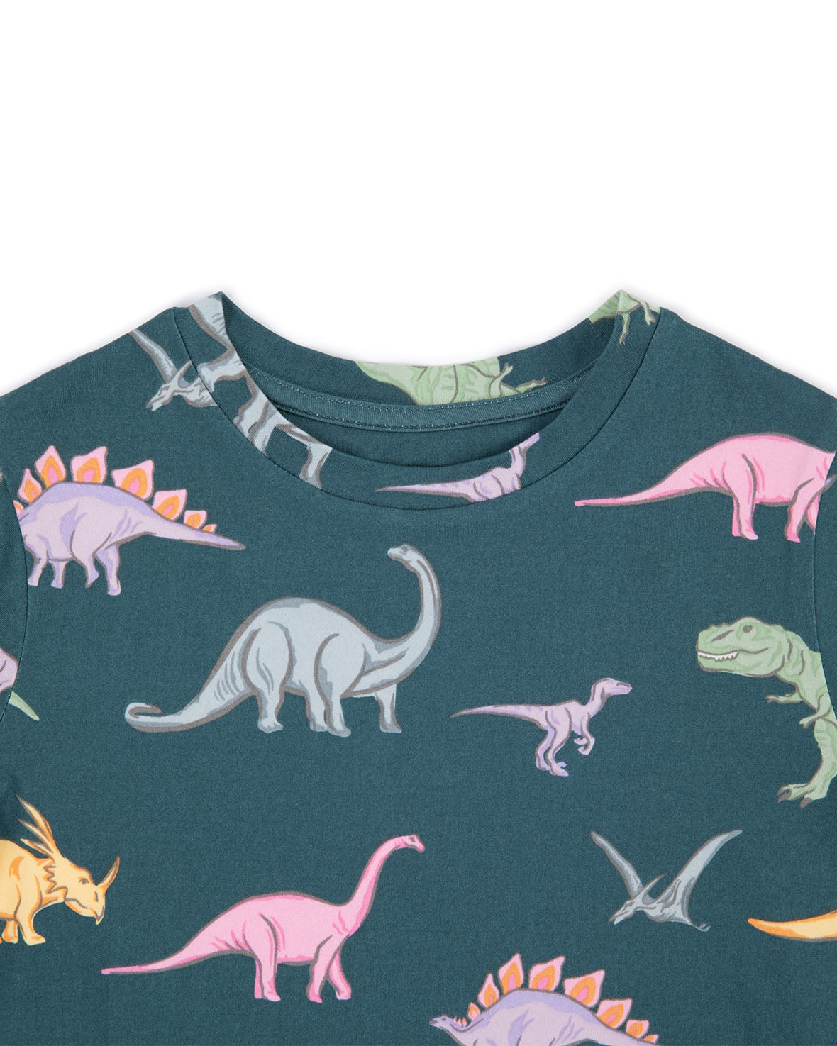 Dinosaur Print Long Pyjama Set - Dark Teal