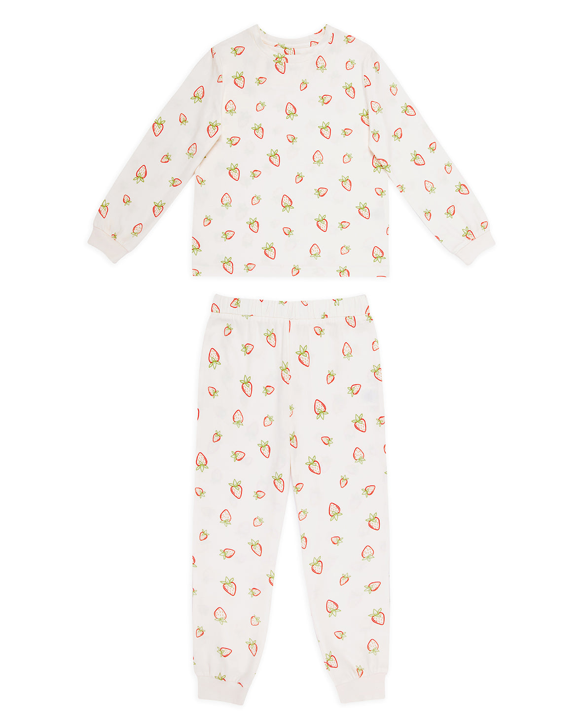 Kids Strawberry Print Long Pyjama Set