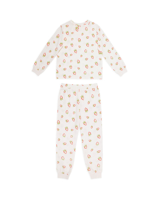 Kids Strawberry Print Long Pyjama Set