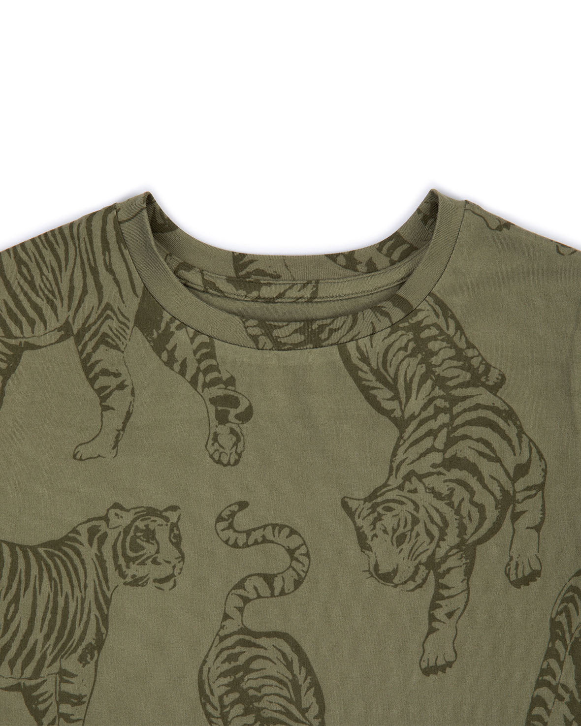 Kids Tiger Print Long Pyjama Set - Sage