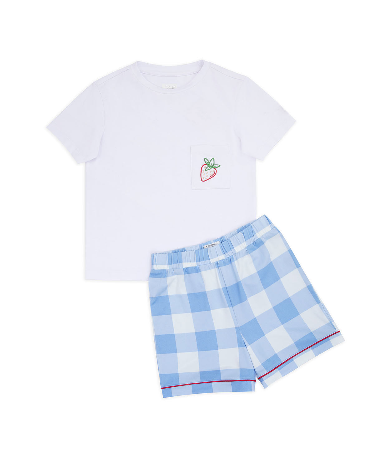 Kids Gingham & Strawberry Print Short Pyjama Set