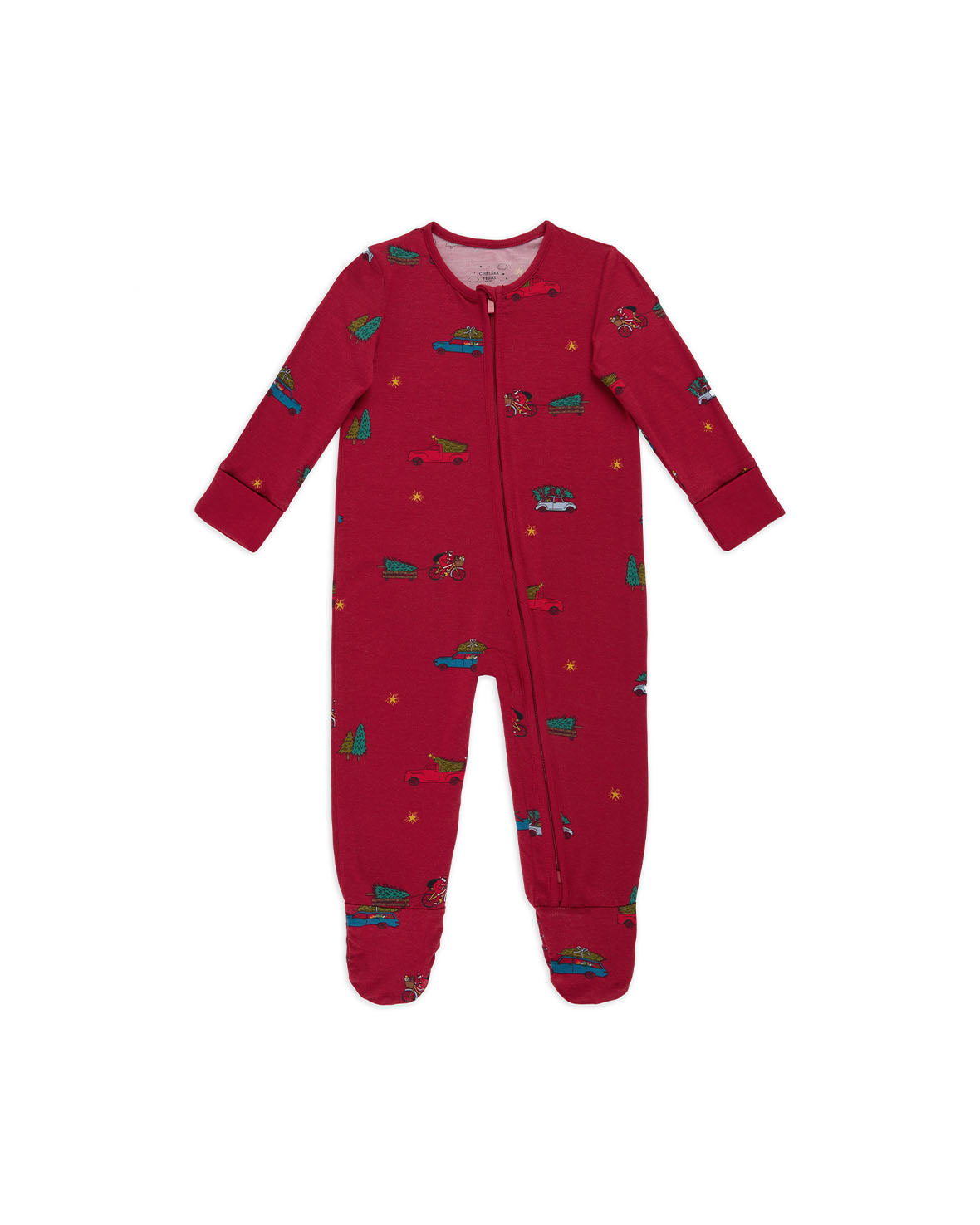 Baby TENCEL™ Modal Christmas Tree Car Print Sleepsuit