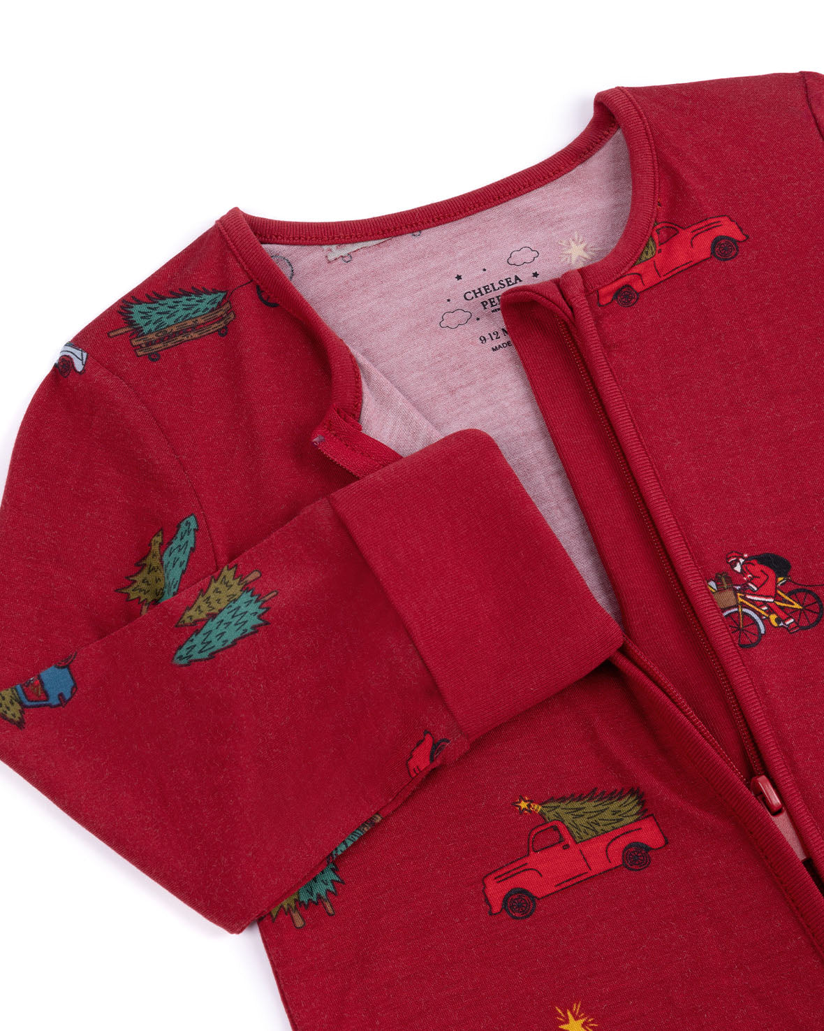 Baby TENCEL™ Modal Christmas Tree Car Print Sleepsuit