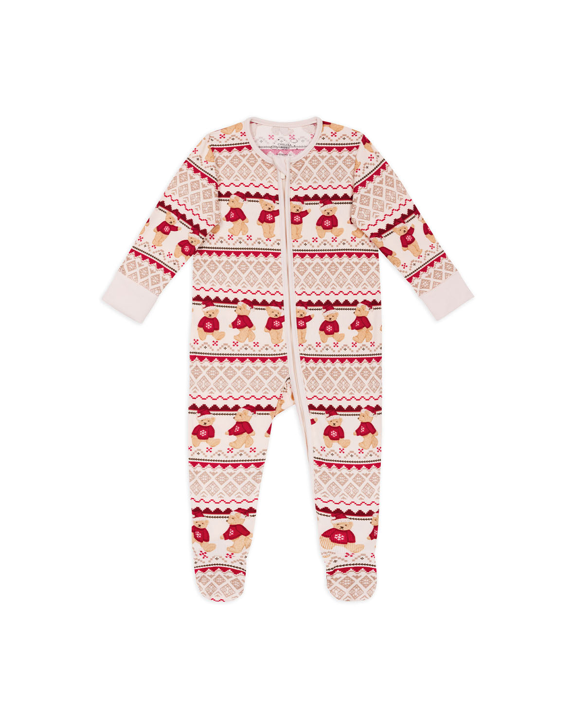 Baby Peers the Bear Christmas Fair Isle Print Sleepsuit