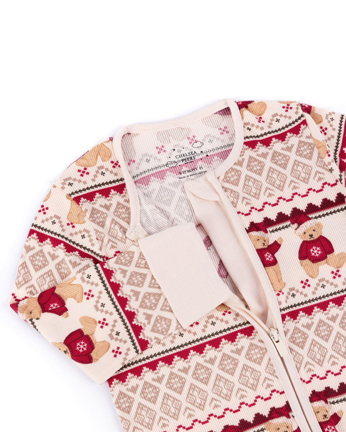 Baby Peers the Bear Christmas Fair Isle Print Sleepsuit