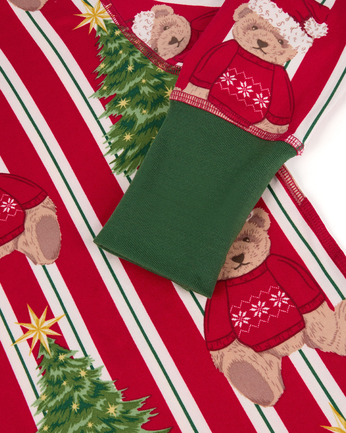 Kids Christmas Teddy Bear Stripe Print Long Pyjama Set