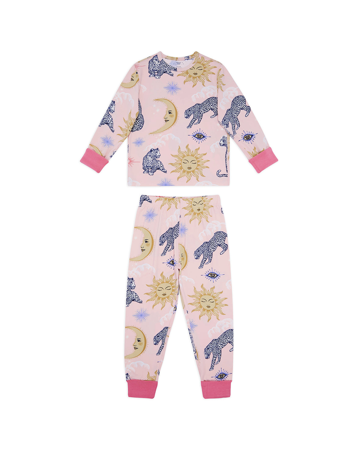 Kids Celestial Leopard Print Long Pyjama Set