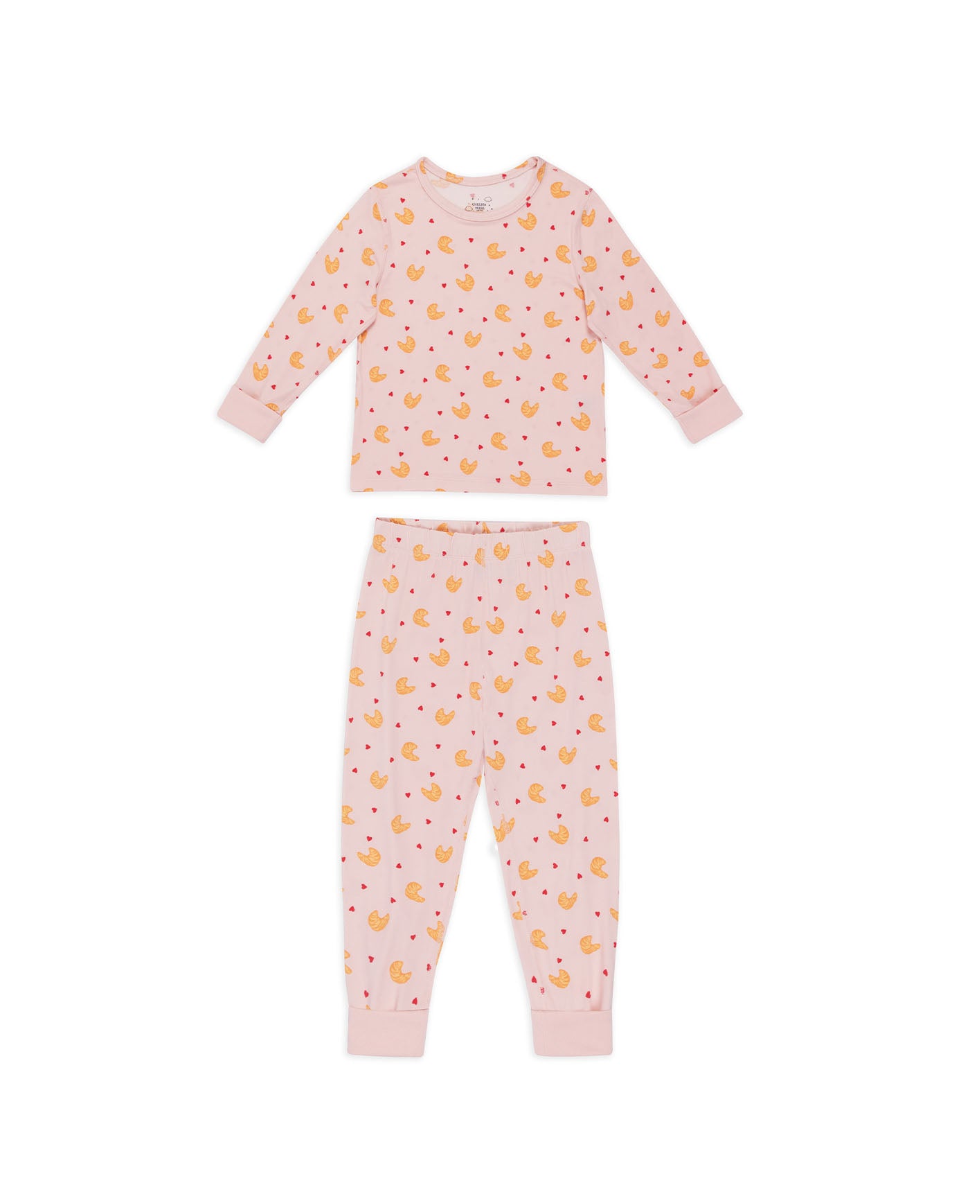 Kids Croissant Print Long Pyjama Set