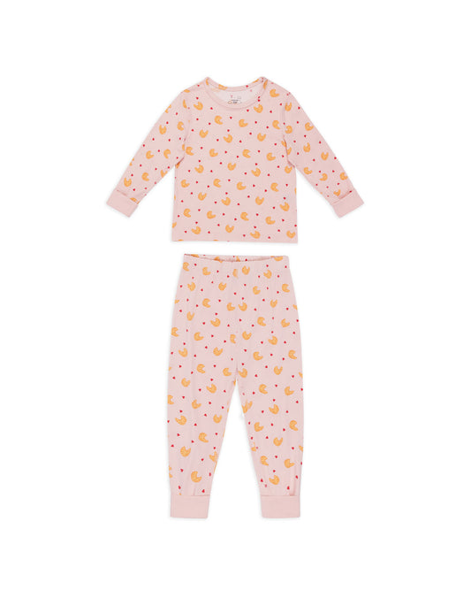Kids Croissant Print Long Pyjama Set