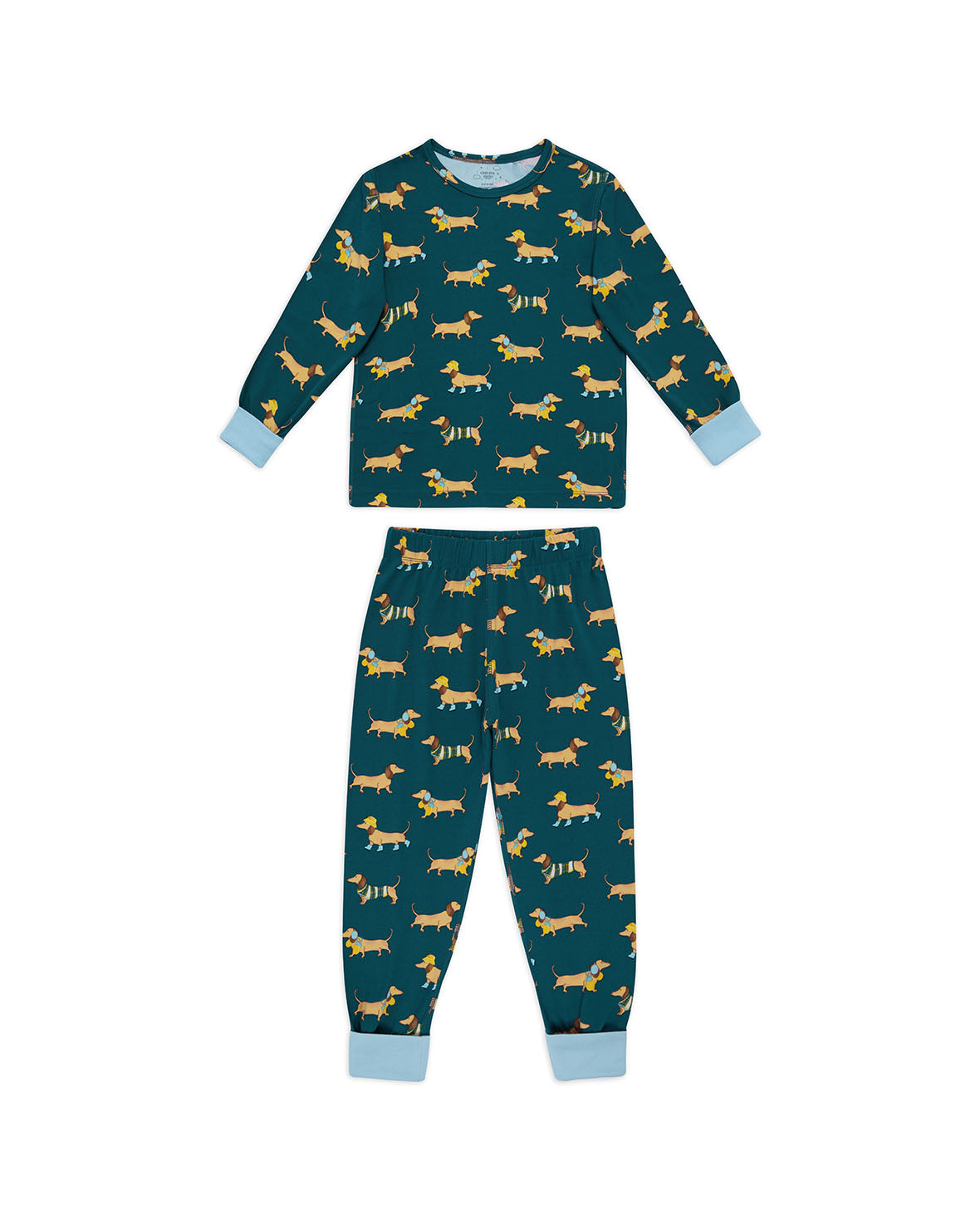 Kids Sausage Dog Stroll Print Long Pyjama Set