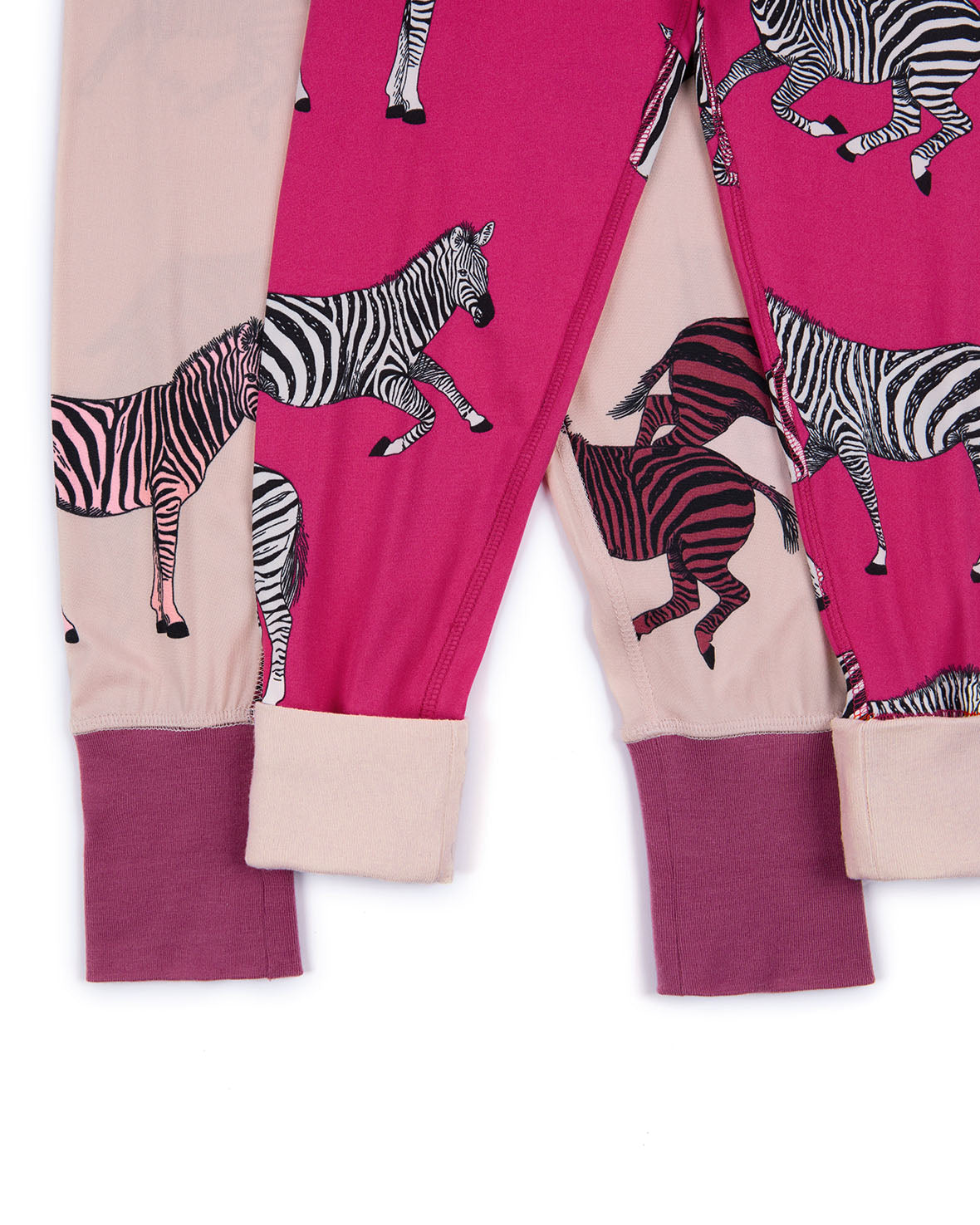 Kids Two Pack Zebra Print Long Pyjama Set - Pink & Purple