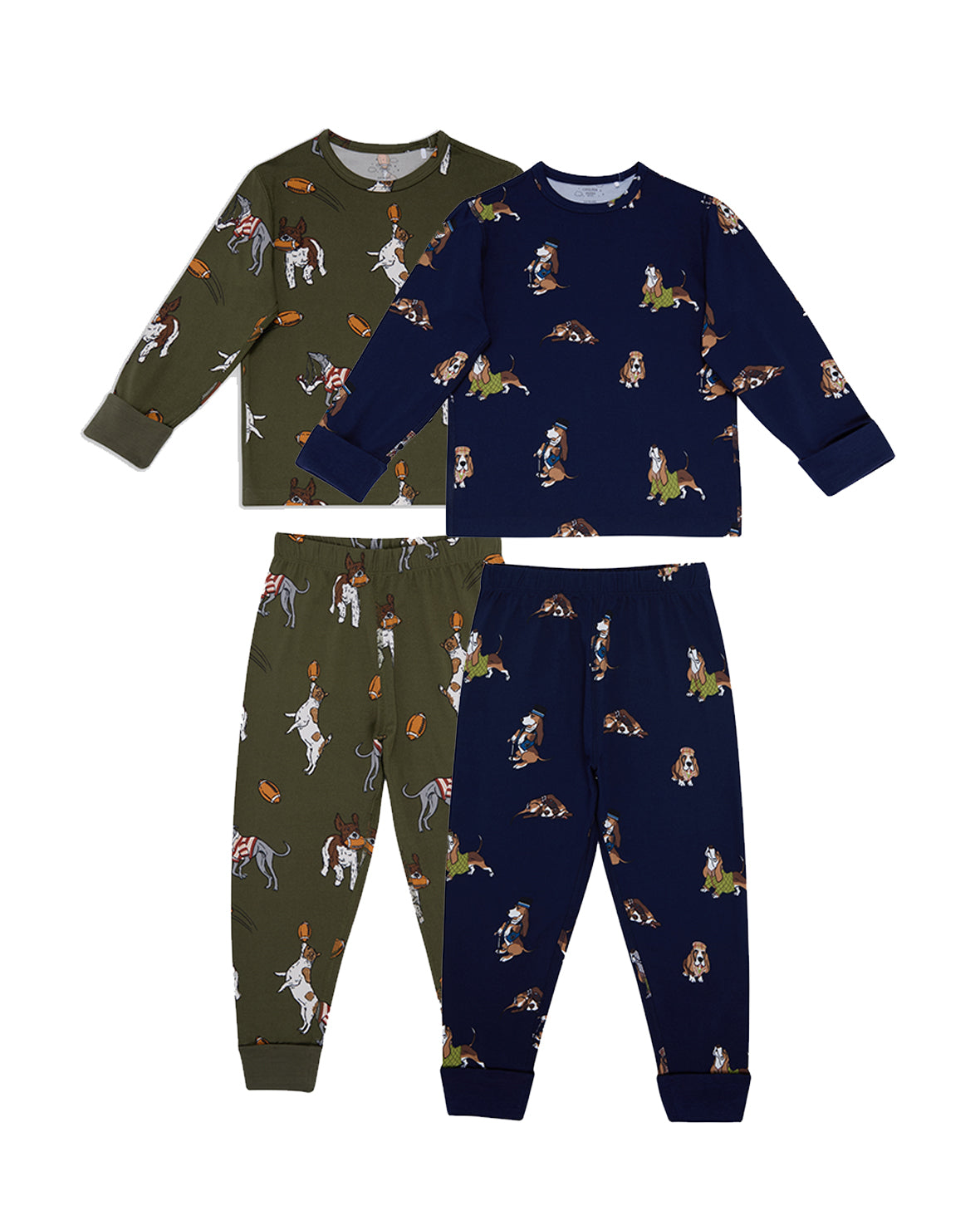 Two Pack Country Hound Rugby Dogs Print Long Pyjama Set