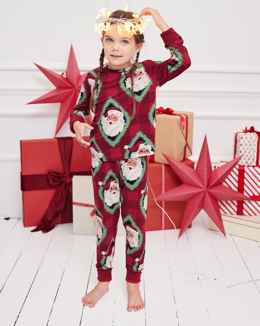 Kids Christmas Jolly Santa Print Long Pyjama Set